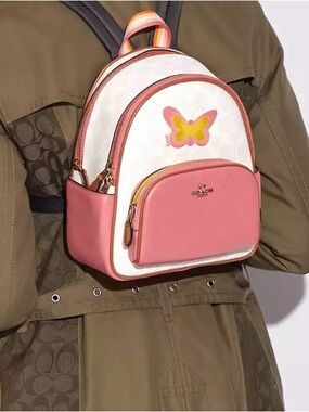 Women’s Mini Court Backpack In Signature Canvas With Butterfly